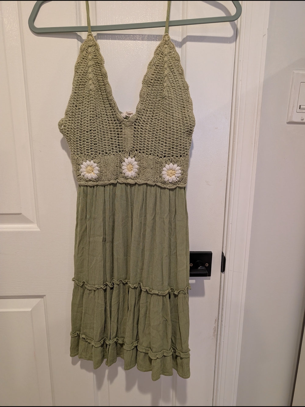Green Crochet Bodice Daisy Dress